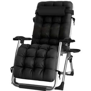ZERO GRAVITY CHAIR RECLINER OUTDOOR RECLINING GARDEN SUN LOUNGER WITH CUSHION - Picture 1 of 12