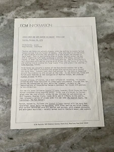 1980 ECM Retailer Newsletter - Edición "Chick Corea & Gary Burton In Concert" - Imagen 1 de 3