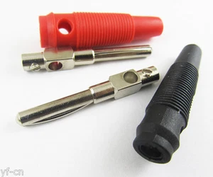 50 piezas High Quqlity 4 mm latón sin soldadura enchufe plátano rojo + negro adaptador de prueba - Imagen 1 de 2