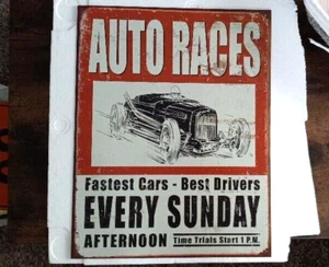 Auto Racing Metal Sign Home Garage Shop Decor - Picture 1 of 1