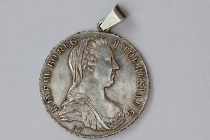 Münzanhänger Maria Theresien Taler Österreich Silbermünze Anhänger 28,92 g - Bild 1 von 2