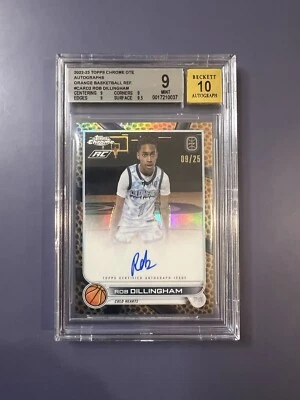 2022-23 Topps Chrome OTE Rob Dillingham Orange Auto Refractor RC SP /25 BGS 9  - Image 1 of 4