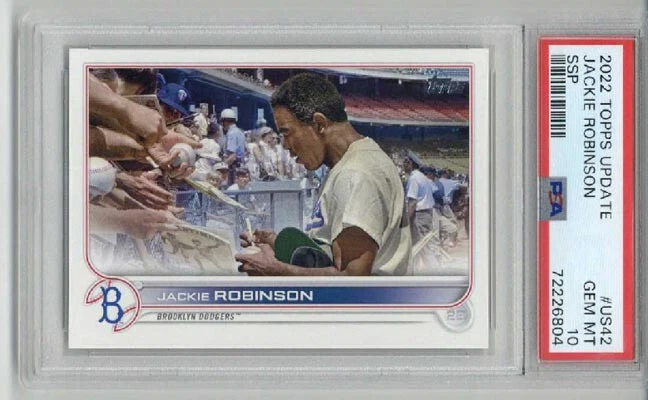 2022 TOPPS UPDATE #US342 JACKIE ROBINSON CARD DODGERS PSA 10 SSP LOW POP RARE - Image 1 of 2