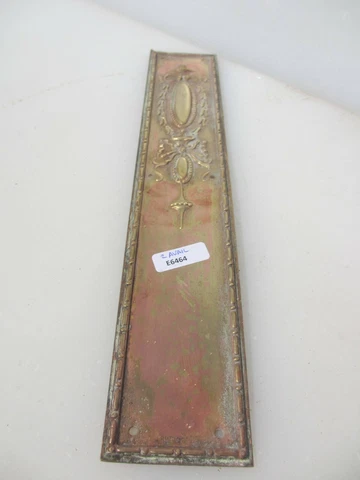 Edwardian Brass Finger Plate Push Door Handle Husks Urn Antique Old Copper 1909 Cover
