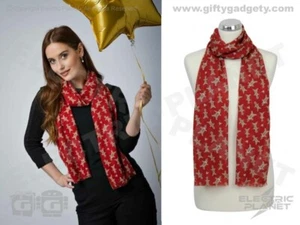 Gingerbread Man Scarf, Peony Accessories, Soft 100% Polyester, Seasonal Red - Picture 1 of 2