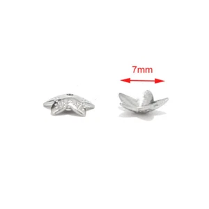 200pcs Silver Stainless Steel Bead Cap Flowers For DIY Jewelry Making 7mm - Picture 1 of 4