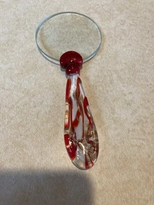 Murano Stil mundgeblasene Glas Handlupe weiß rot gold - Bild 1 von 16