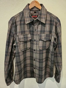 Schott NYC Men's Olive Plaid Wool CPO Shirt Size M - Picture 1 of 11