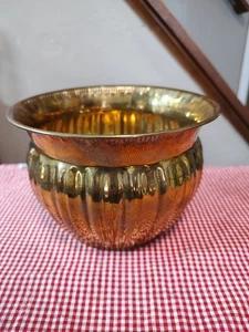 Fioriera vintage rotonda [ottone massiccio] made in india alta 7,5" - Foto 1 di 9