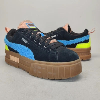Puma Mayze Womens Size 8 Black Suede Gum Casual Chunky Sneakers 385519-01 - Image 1 of 4