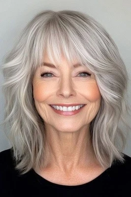 Pelucas delanteras cortas blancas rubias plateadas resaltadas con flequillo cabello humano Remy Foto 1 de 3