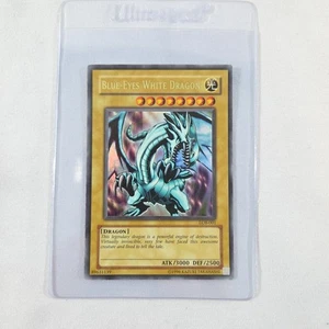 YUGIOH Blue-Eyes White Dragon LOB-001 stampa originale illimitata Lp linea di stampa dispari - Foto 1 di 16