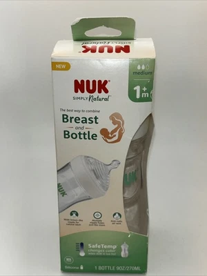 Pecho y biberón Simply Natural Nuk 1+ meses flujo medio 9 oz nuevo 270 ml Foto 1 de 4
