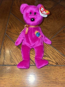 Ty Beanie Babies Millennium Bear Plush Toy - Purple - Picture 1 of 5