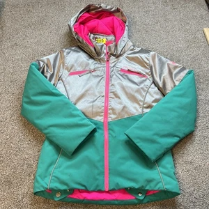 Spyder Jacket Girls 12 Hooded Full Zip Insulated Ski Snow Winter Coat - Picture 1 of 13