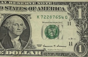 Five Digit Ladder fancy serial number 1 dollar billK72287654G FW - Picture 1 of 6