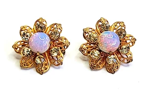 Vintage Set 2 zierliche Streustifte Faux Opal Strass goldfarben filigran Brosche - Bild 1 von 11