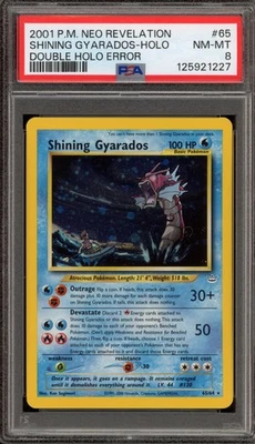 Pokemon Shining Gyarados Neo Revelation Unlimited #65 DOBLE HOLO ERROR PSA 8 Foto 1 de 2