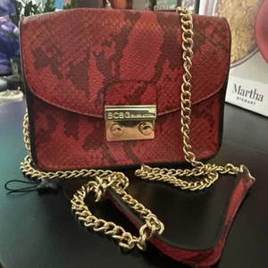 BCBG (BCBGeneration) Red Snakeskin-patterned Purse - Picture 1 of 5