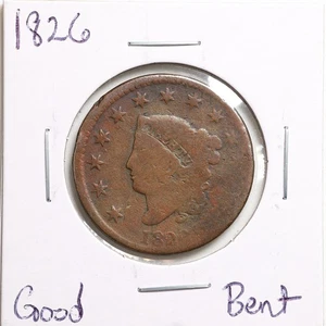 1826 1C Coronet Head Large Cent with Good Detail Bent #5636 - Picture 1 of 2