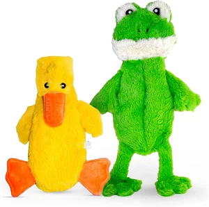 Duck and Frog Flat NO Stuffing NO Squeak Plush Dog Toy, Funny Style Will Enterta - Picture 1 of 12