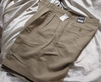 Pantalones Cortos CALLAWAY Golf Para Hombre Serengeti BEIGE, 9" Entrepierna, Talla 38, Nuevos con Etiquetas Foto 1 de 3