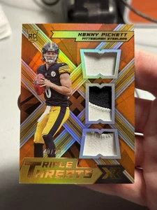 2022 Panini XR Rookie Triple Threats Kenny Pickett RTT-KP Orange /25 SSP RC SP - Bild 1 von 2