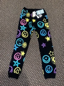 NWT Chaser Girls Soft Cotton Graphic Smiley Jogger Sweatpants Sz Lg 14 Rtl $60 - Picture 1 of 5