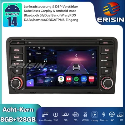 DAB+ Android 14 Autoradio GPS für AUDI A3 S3 RS3 RNSE-PU CarPlay DSP 128GB BT5.1 - Bild 1 von 4