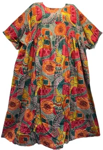 FUNKY STUFF hippie boho ethnic ruffled pockets viscose/poly DRESS 3X Free shipp - Picture 1 of 7
