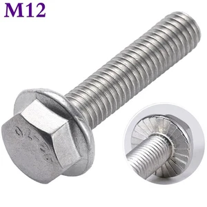 M12 x 1.75 A2 Stainless Steel Serrated Flanged Hex Head Bolts Flange Head Screws - Picture 1 of 22
