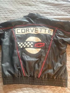 Corvette Leather Jacket Extra Large XL Black w/ Red Excellent Condition - Picture 1 of 20