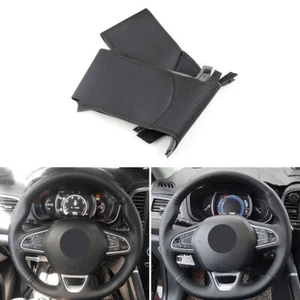 All Black Steering Wheel Leather NEW Cover For Renault Megane 4 Scenic 2016 2017 - Picture 1 of 10