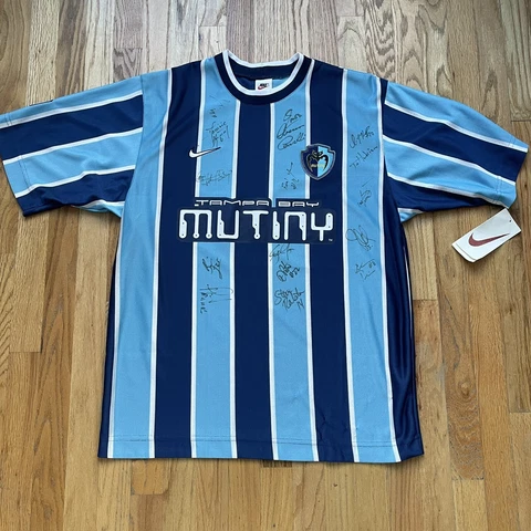 NWT Men's Vintage 90s Nike Tampa Bay Mutiny Team Signed Autographed Jersey Sz L Cover