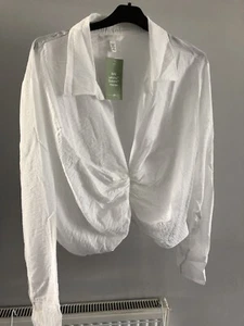 H&M Crop Blouse Off White Size XXL NEW - Picture 1 of 4