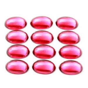 Lot (12) Czech vintage foiled cranberry pink oval glass cabochons 16x11mm - Picture 1 of 2