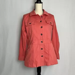 Coldwater Creek Peach Cotton Snap Front Jacket Size M - Bild 1 von 10