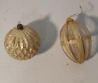 Vintage Roc Christmas Gold Sparkly Tree Ornaments Set Of  2