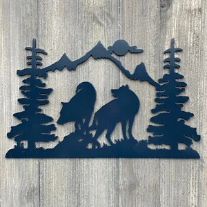 Nachtwolf Szene Blechschild Ausschnitt - Bild 1 von 1