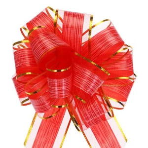 5pcs 7 Inch Large Pull Bow Gift Wrapping Bows Ribbon Organza Bows Red for Wed... - Picture 1 of 6