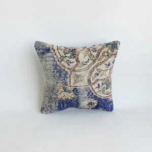 turkish rug pillow cover , handmade decorative pillow , 16x16 in - Picture 1 of 9