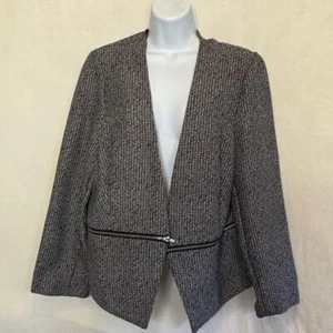 C-28 T. Milano PLUS SIZE 1X Black & White Zipper Detail Blazer Suit Jacket - Picture 1 of 14