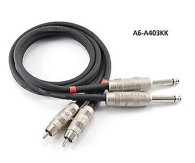 3ft Kirlin Dual 1/4" TS Mono Male Plug to 2-RCA Plug Male Black Audio Cable - Image 1 of 3