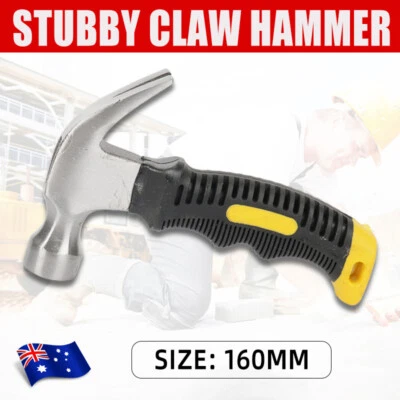 Stubby Claw Hammer Drop Forged Steel All Purpose Rubber Grip 8OZ Small Area  AU - image 1 of 4
