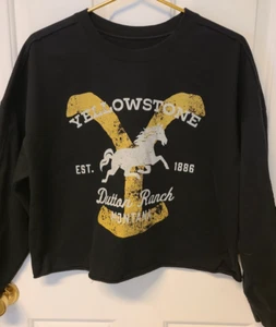 Yellowstone Damen Langarm Crop leichtes Sweatshirt Gr. XL Rollsaum - Bild 1 von 8