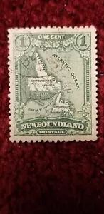 Newfoundland SC#163 One Cent Stamp Map Of Newfoundland. - Picture 1 of 2