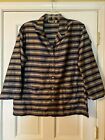 Chicos Design Blouse Size 3 Pockets 100 Silk Button Down Striped 34 Sleeve Top