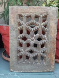 Old Antique Stone Hand Carve Floral Cut Islamic Design Jali Rare Panel - Picture 1 of 4