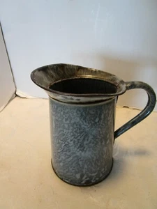 Antique Enamelware Gray Grey Graniteware measuring pitcher Creamer 1 Qt. 1920's - Picture 1 of 9