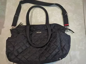 STORKSAK “Bobby” Black Quilted Diaper Tote Bag, Changing Pad, Excellent! - Picture 1 of 13